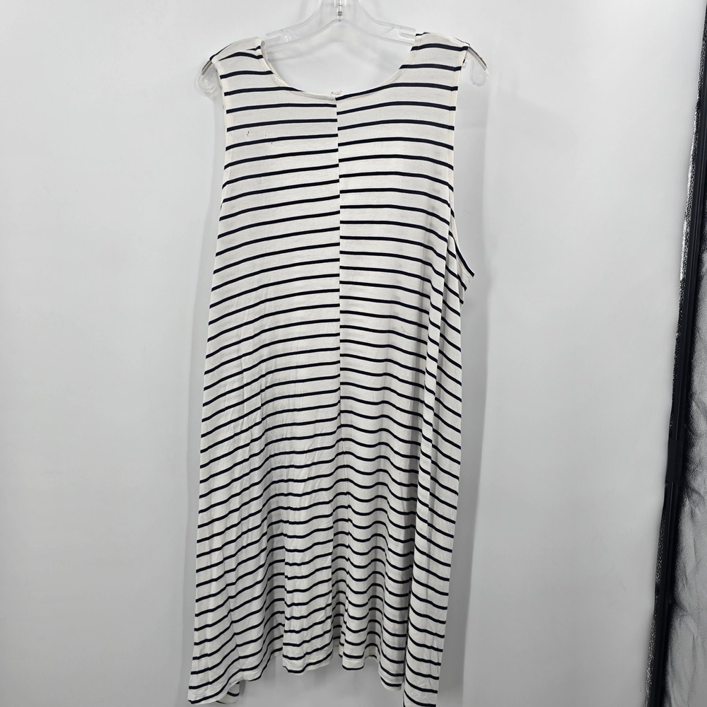 Melrose and Market Dress Womens 3X Striped Sleeveless Pocket Swing Navy White - Picture 2 of 9